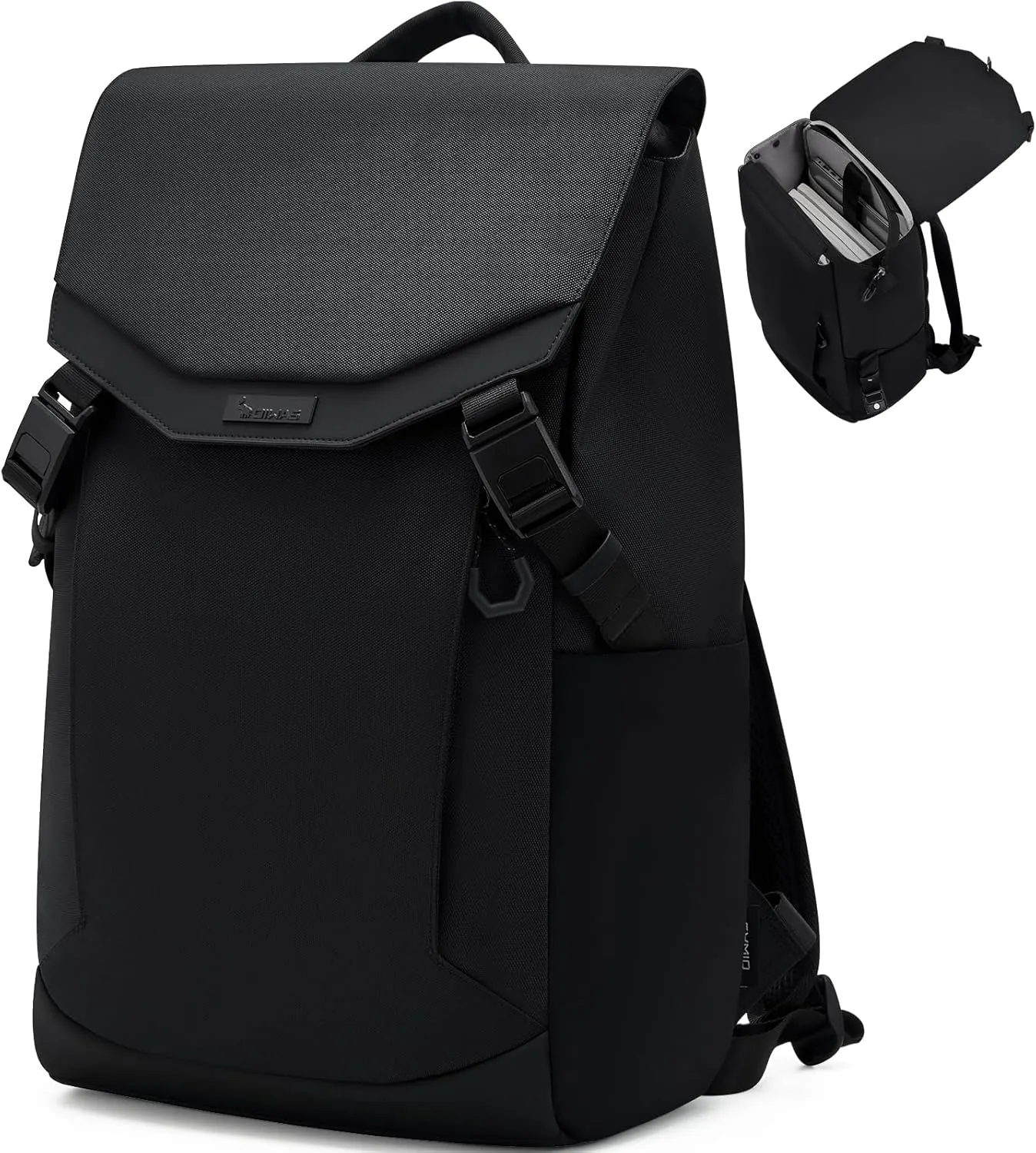 OIWAS Backpacks for Men, Laptop Backpack 16 Inch with Magnetic Buckle, Waterproof Travel Backpack for Men, Breathable Laptop Backpacks, Black