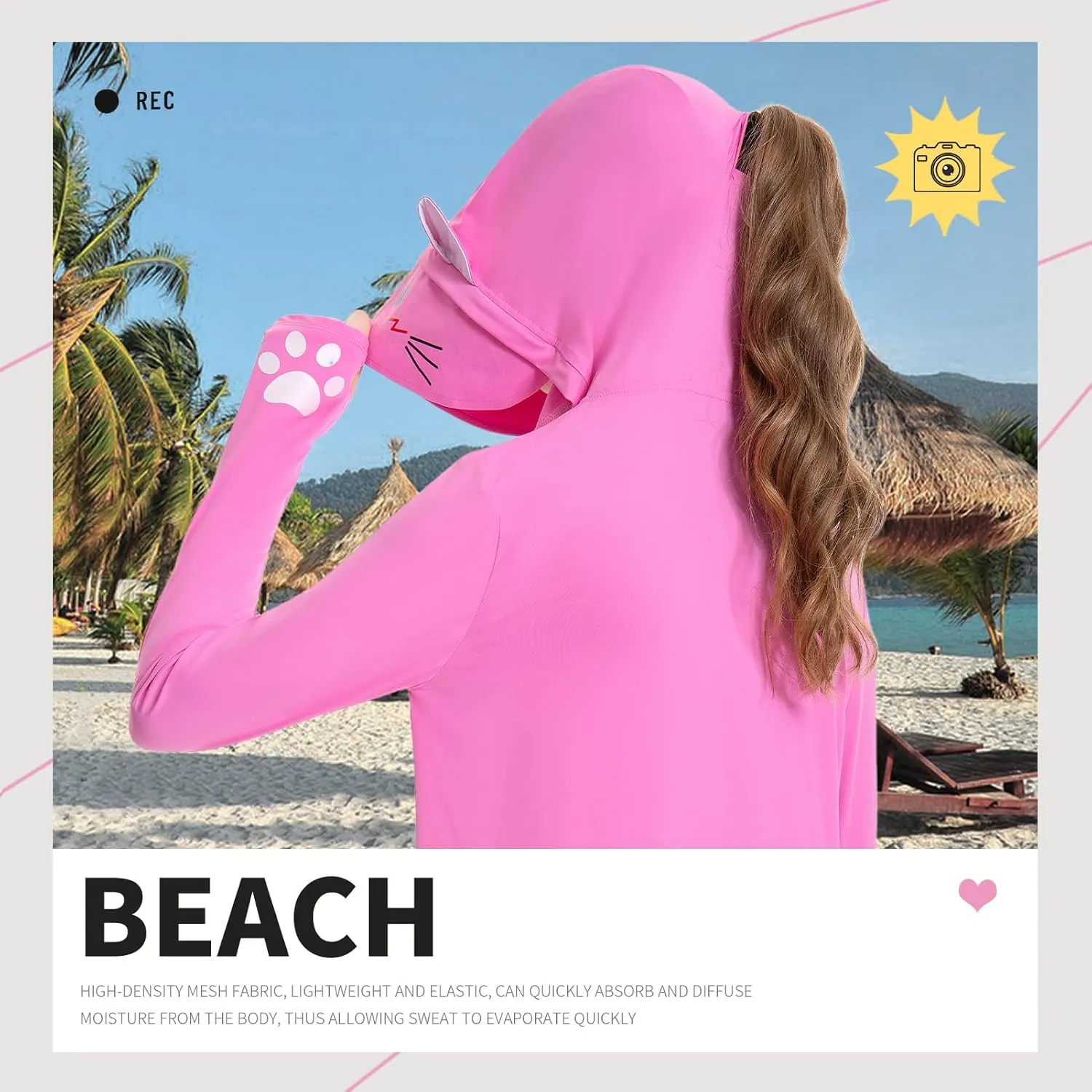 OLAOLA Women's UPF 50  Swim Cover Up Sun Protection Hoodie Long Jacket Swimsuit Coverup Lightweight Beach Cover Ups