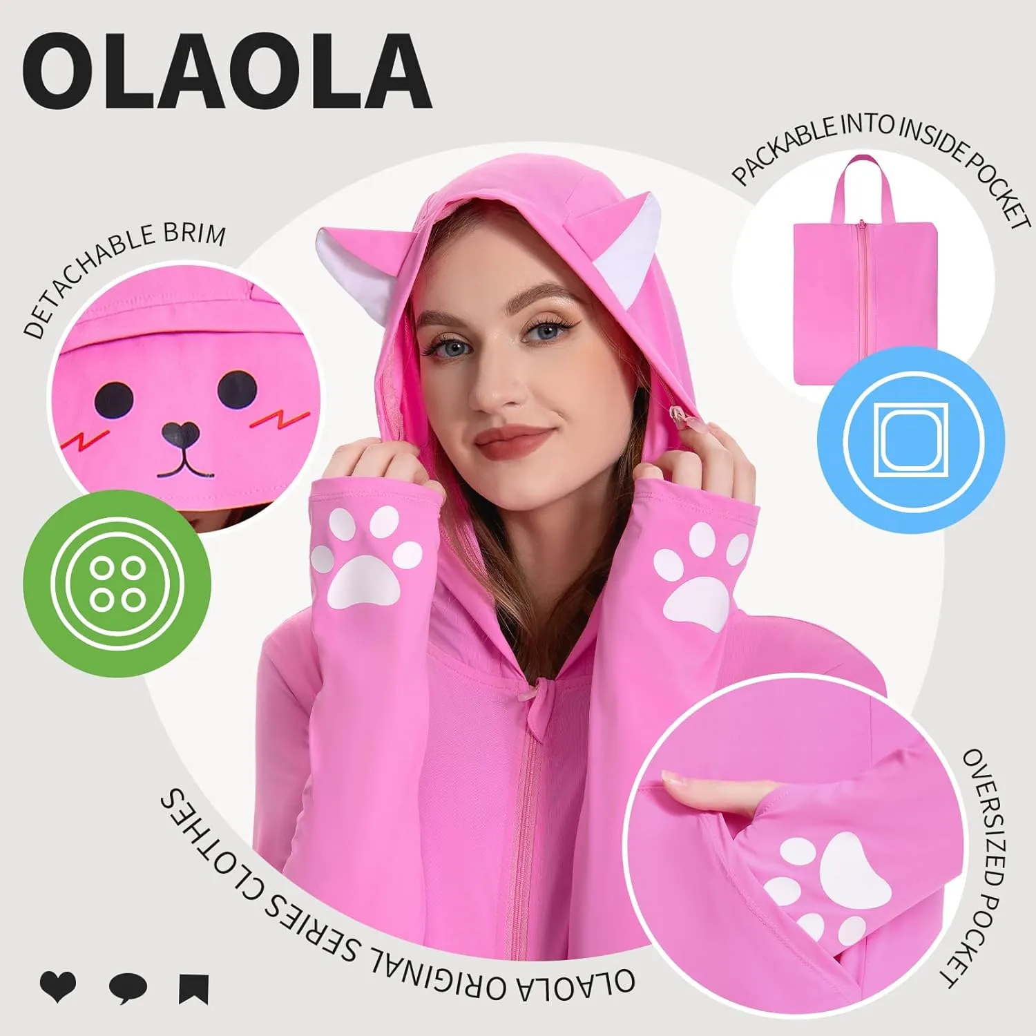 OLAOLA Women's UPF 50  Swim Cover Up Sun Protection Hoodie Long Jacket Swimsuit Coverup Lightweight Beach Cover Ups