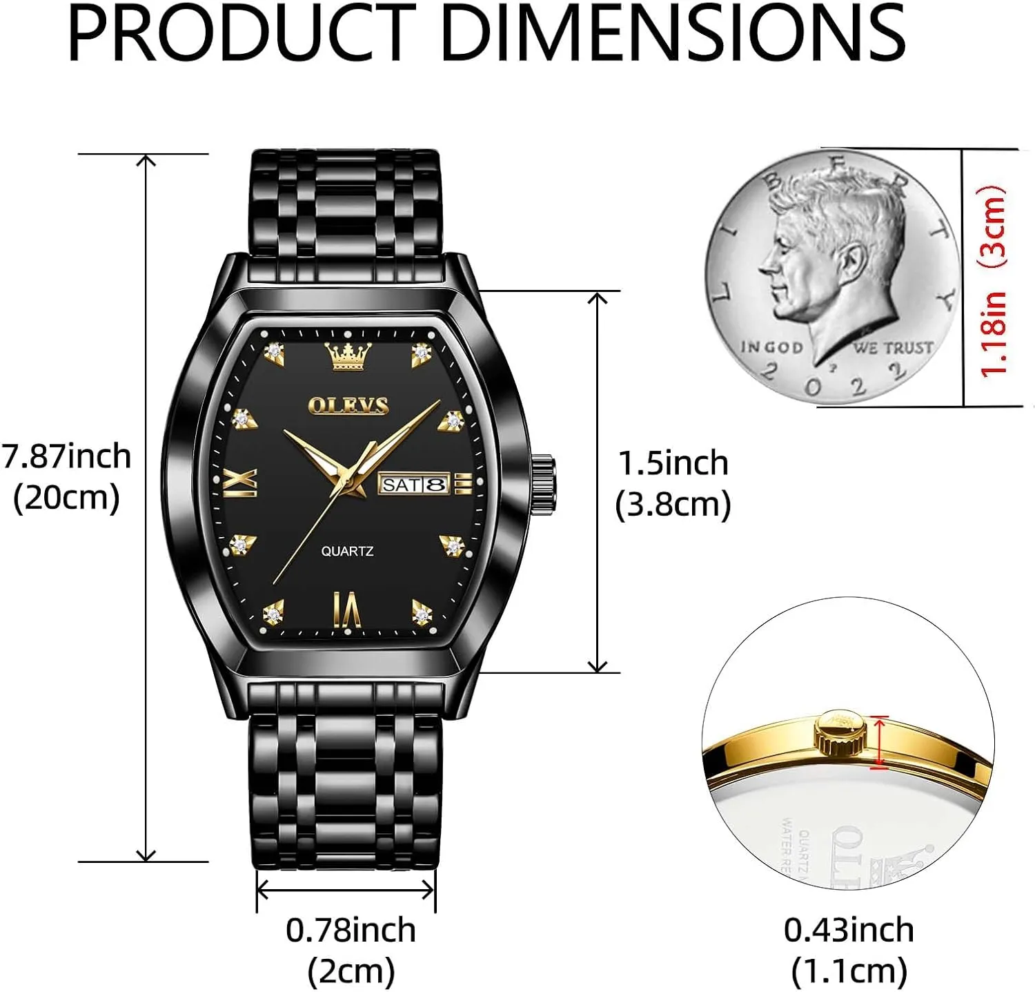 OLEVS Mens Watches Luxury Business Analog Quartz Watches for Men with Stainless Steel Dress Date Waterproof Luminous Wrist Watches