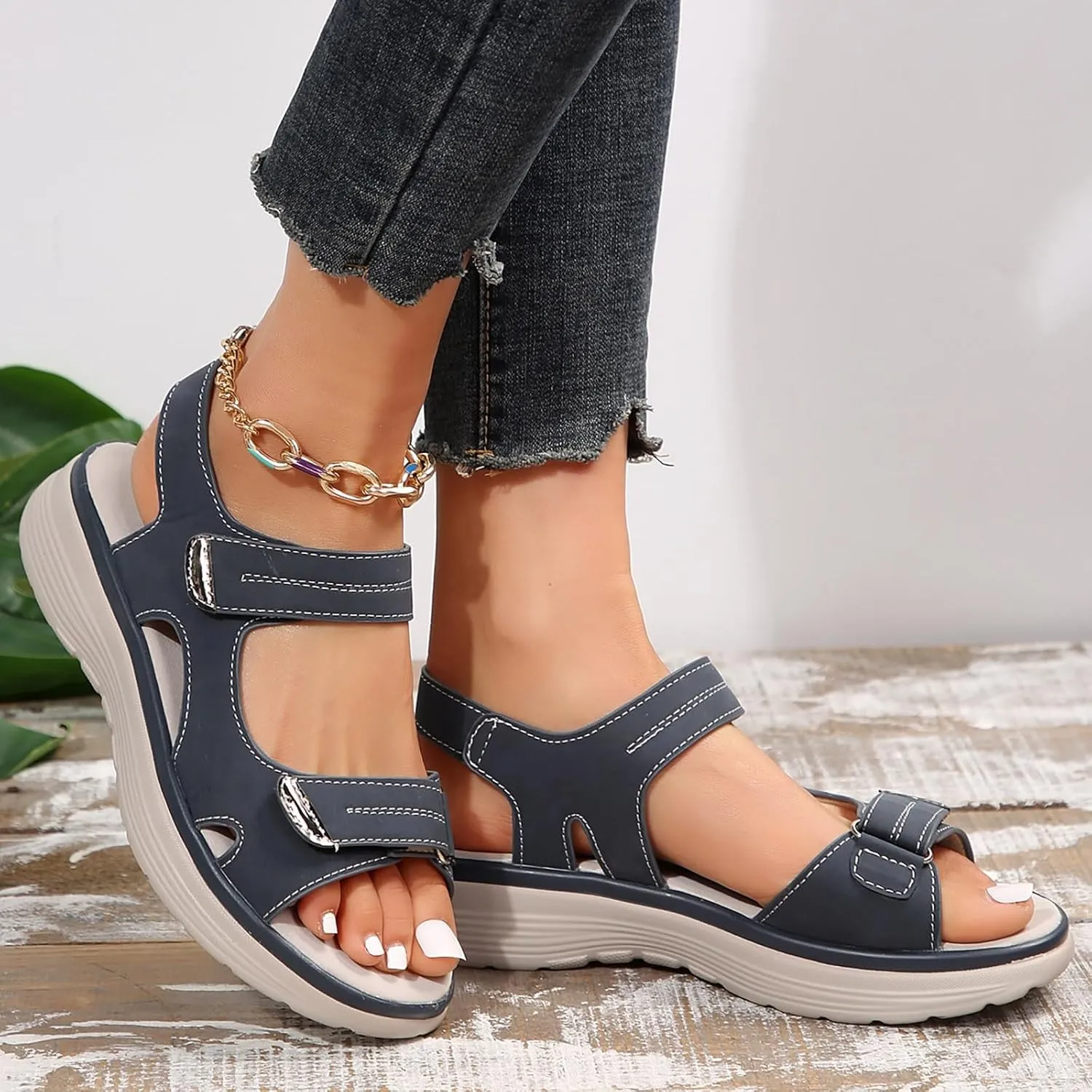 Orthopedic Sandals for Women Arch Support Dressy Summer Comfortable Walking Sandals Wide Width Dress Shoes Soft Cushion Foam Wedges Comfy Recovery Hiking Sandal