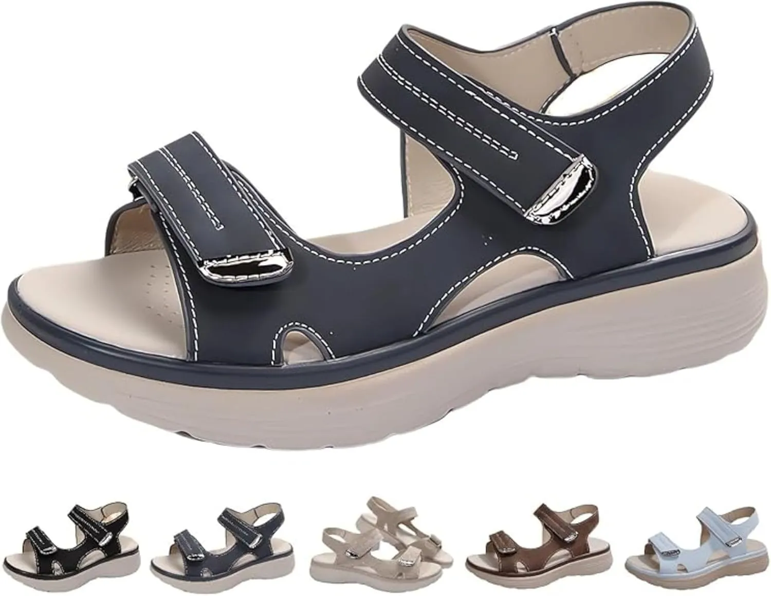 Orthopedic Sandals for Women Arch Support Dressy Summer Comfortable Walking Sandals Wide Width Dress Shoes Soft Cushion Foam Wedges Comfy Recovery Hiking Sandal