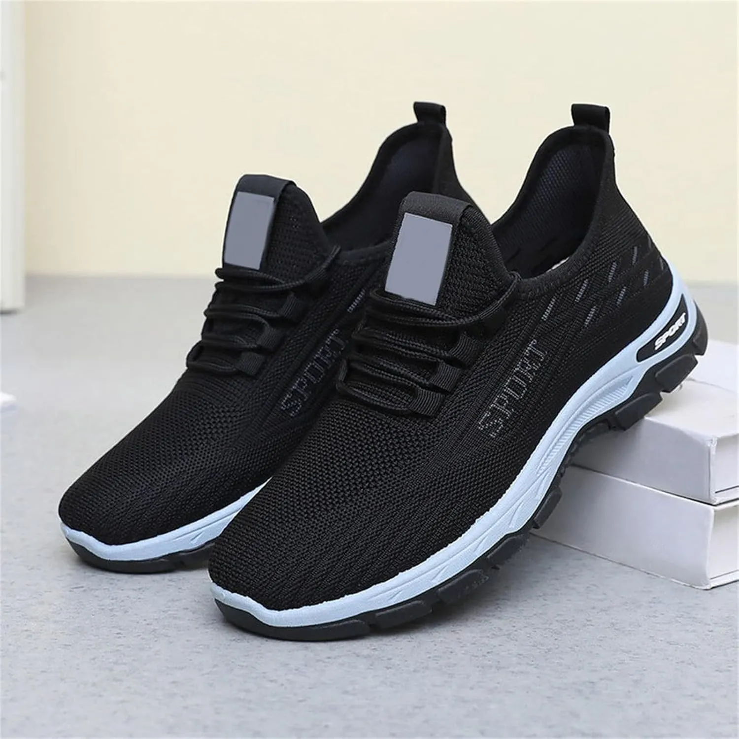 Orthowear Shoes for Women Men Lightweight Non Slip Tennis Athletic Shoes,Soft-Soled&Arch Support Gym Tennis Athletic Sneakers,Knitted Mesh Breathable Comfort Orthopedic Sneakers with Wide Toe Box