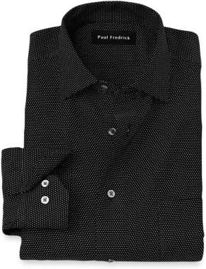 Paul Fredrick Men's Classic Fit Non-Iron Cotton Dot Dress Shirt