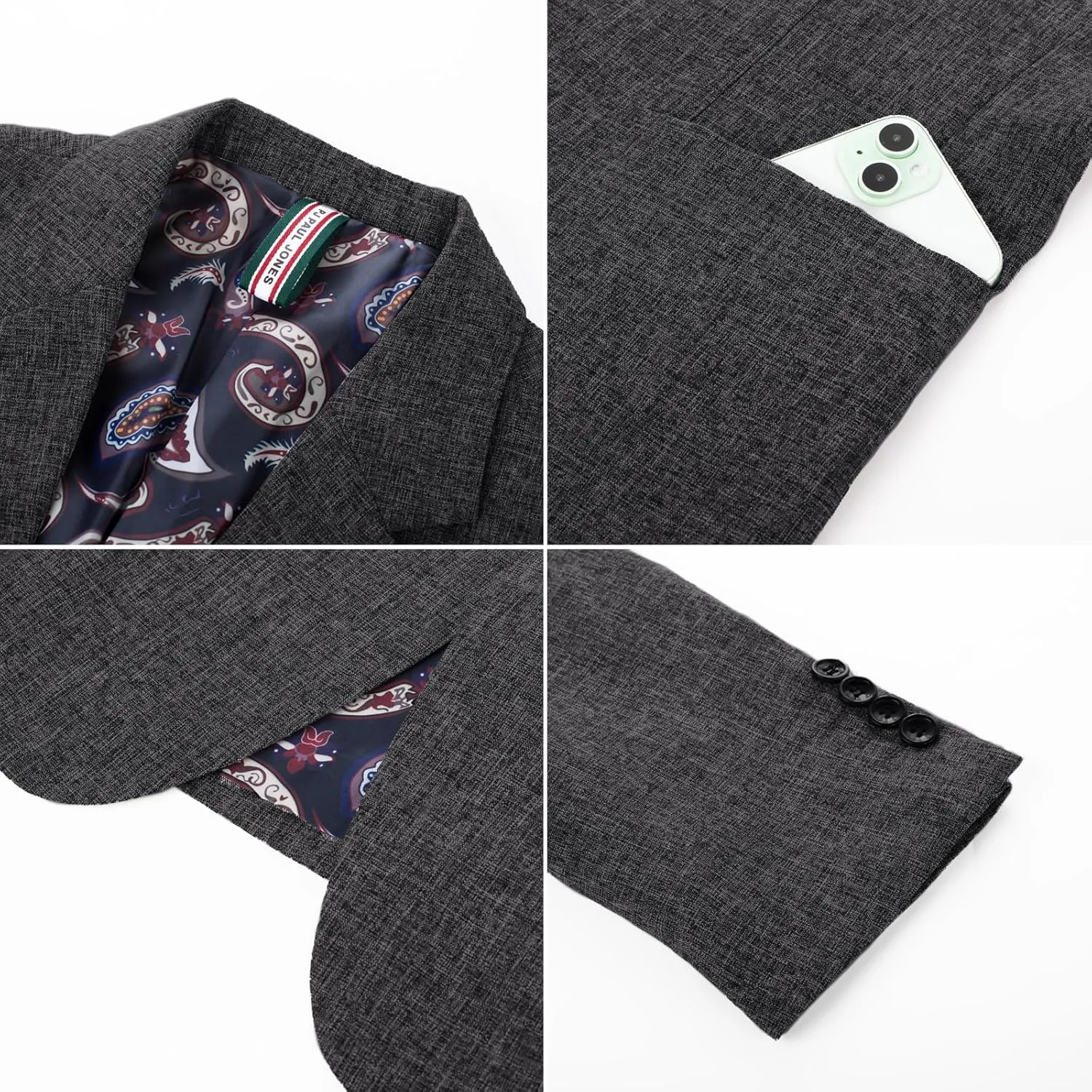 PJ PAUL JONES Mens Casual Sport Coats Two Buttons Lightweight Business Sport Blazer