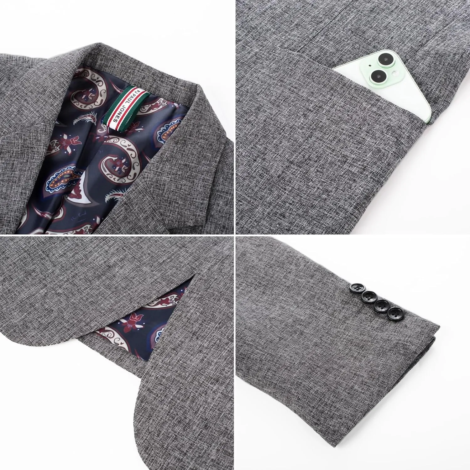 PJ PAUL JONES Mens Casual Sport Coats Two Buttons Lightweight Business Sport Blazer