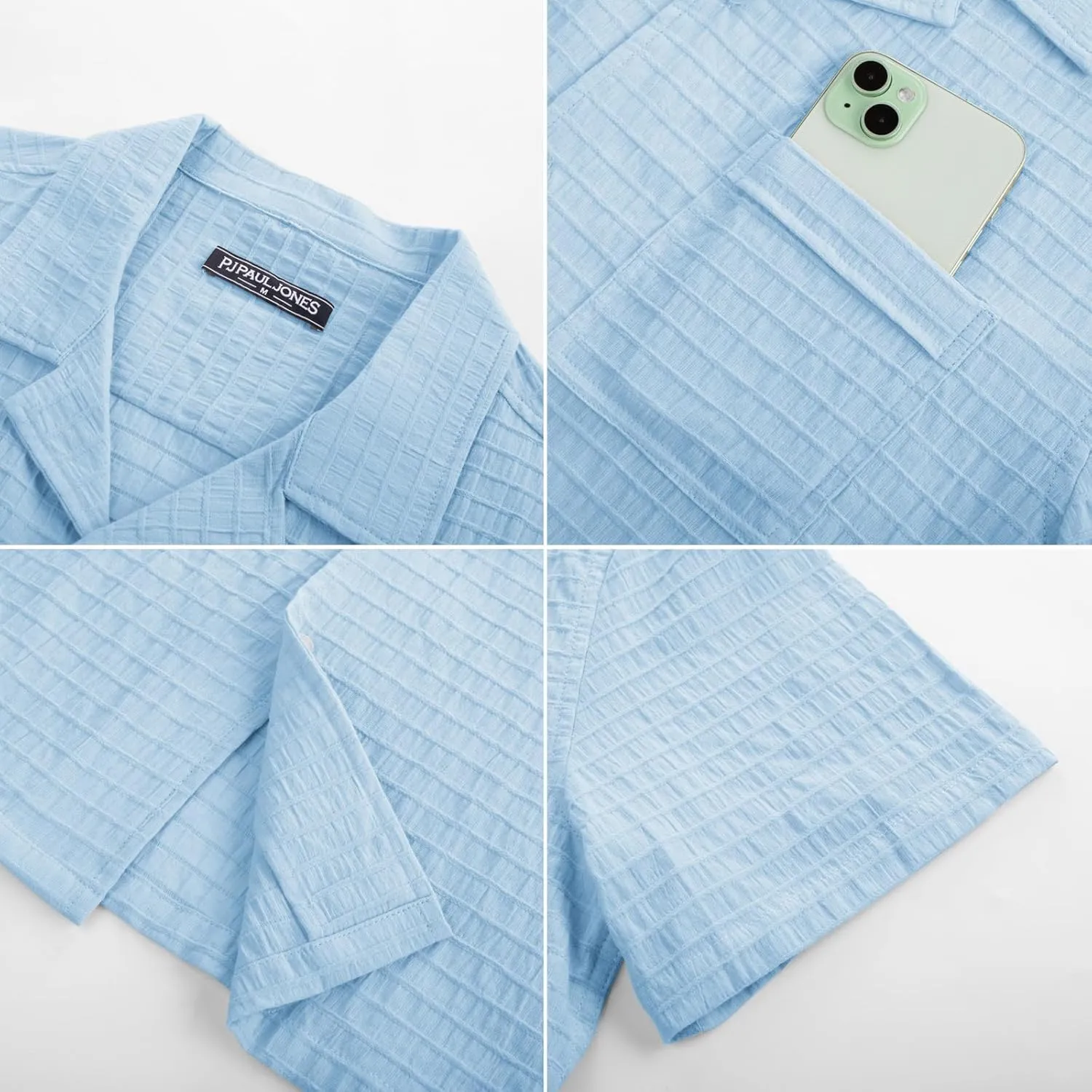 PJ PAUL JONES Mens Short Sleeve Button Down Shirts Casual Summer Beach Cuban Shirts Lightweight