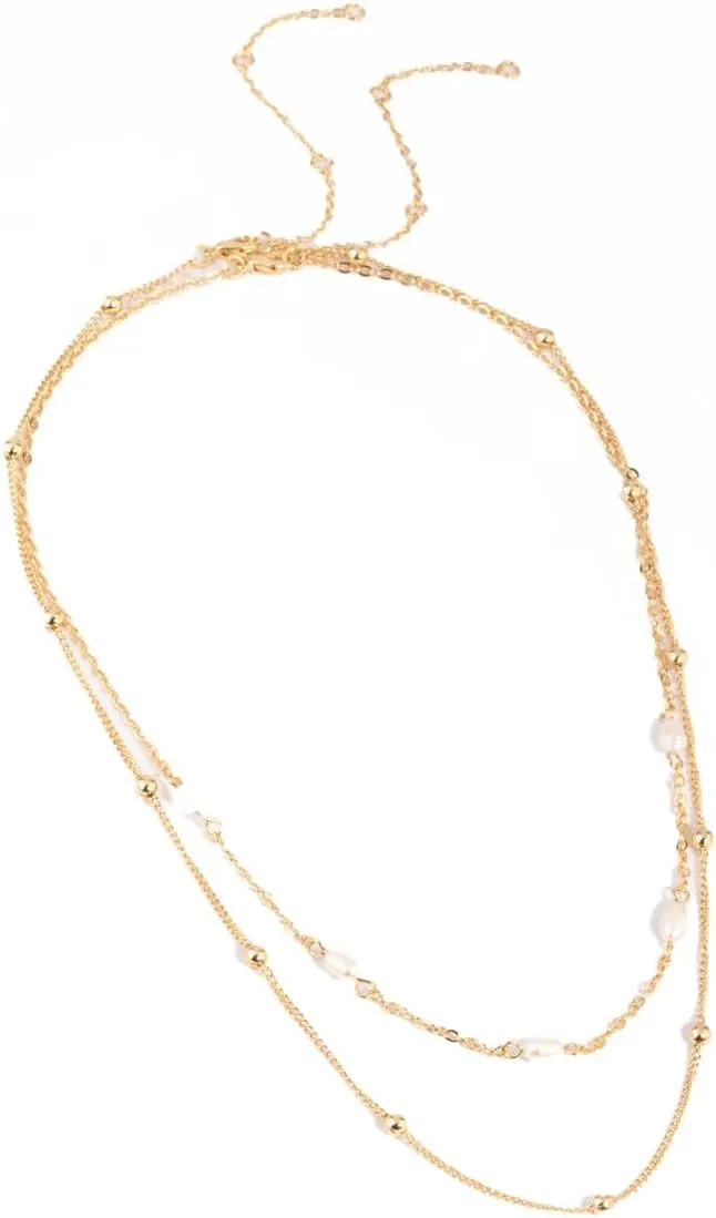 Premium Gold Plated Freshwater Pearl Layered Necklace | Hypoallergenic | Timeless, Elegant, Sophisticated Statement Pieces