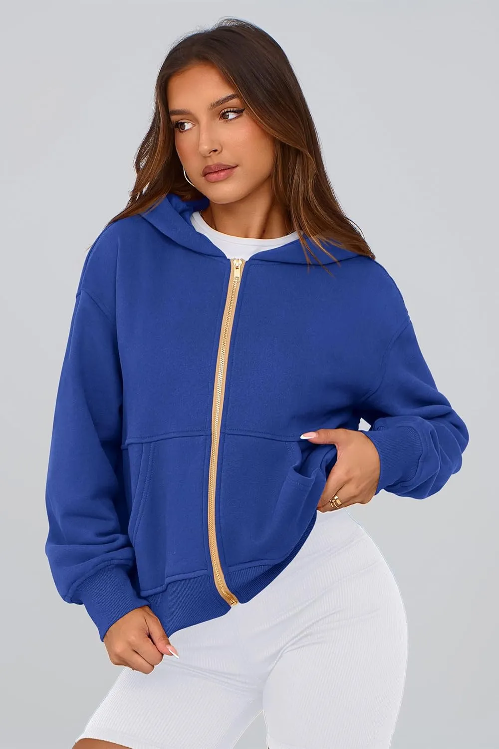 PRETTYGARDEN Women's Zip Up Hoodie Sweatshirt Y2K Fall Fashion Clothes Long Sleeve Loose Fit Pockets Casual Trendy Jacket