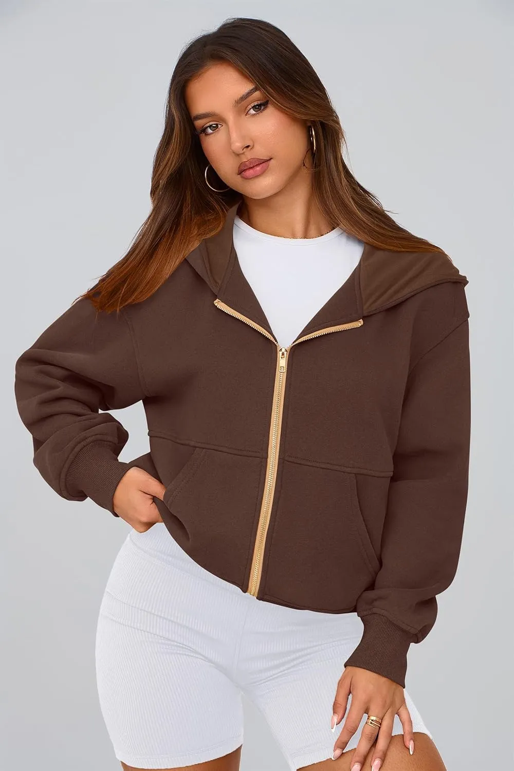 PRETTYGARDEN Women's Zip Up Hoodie Sweatshirt Y2K Fall Fashion Clothes Long Sleeve Loose Fit Pockets Casual Trendy Jacket