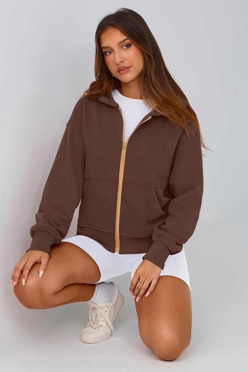 PRETTYGARDEN Women's Zip Up Hoodie Sweatshirt Y2K Fall Fashion Clothes Long Sleeve Loose Fit Pockets Casual Trendy Jacket