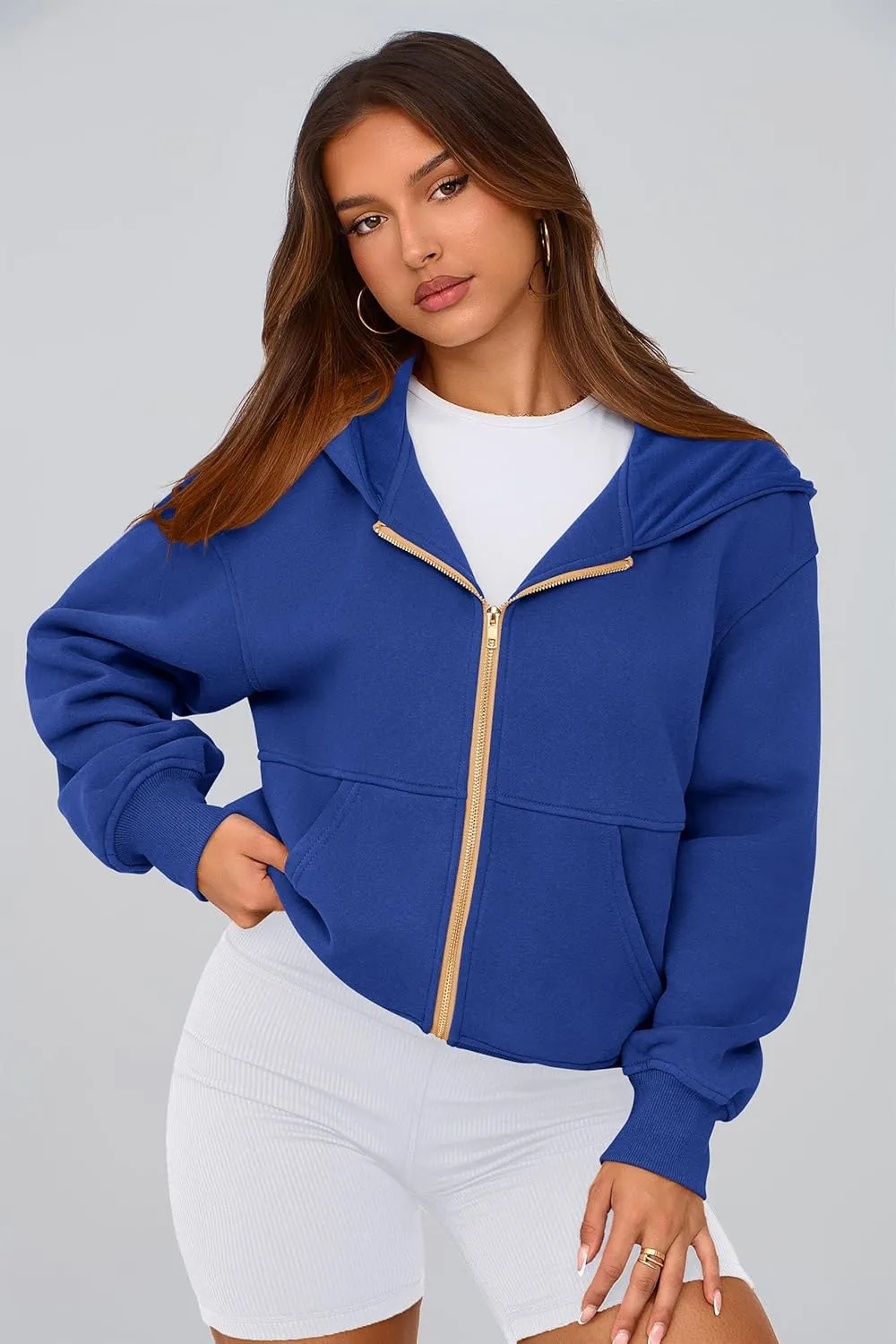 PRETTYGARDEN Women's Zip Up Hoodie Sweatshirt Y2K Fall Fashion Clothes Long Sleeve Loose Fit Pockets Casual Trendy Jacket
