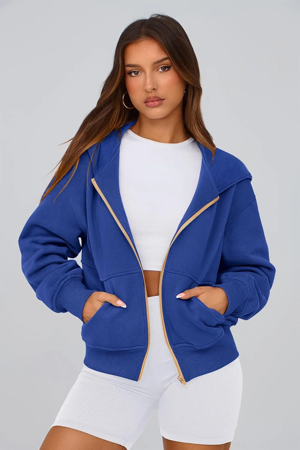 PRETTYGARDEN Women's Zip Up Hoodie Sweatshirt Y2K Fall Fashion Clothes Long Sleeve Loose Fit Pockets Casual Trendy Jacket