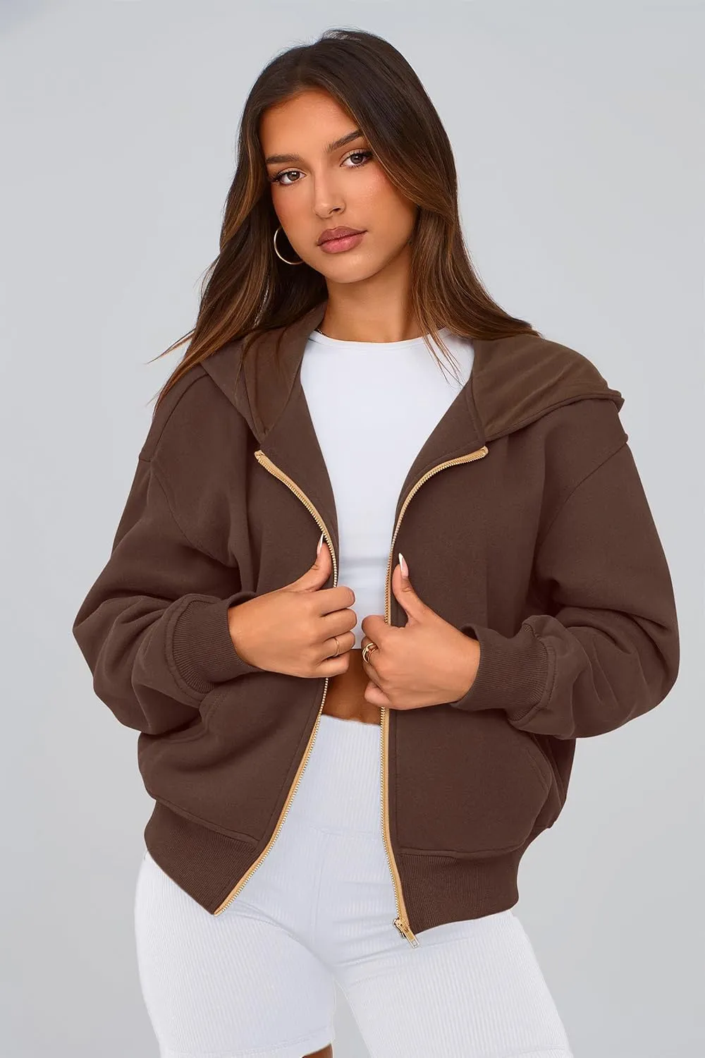PRETTYGARDEN Women's Zip Up Hoodie Sweatshirt Y2K Fall Fashion Clothes Long Sleeve Loose Fit Pockets Casual Trendy Jacket