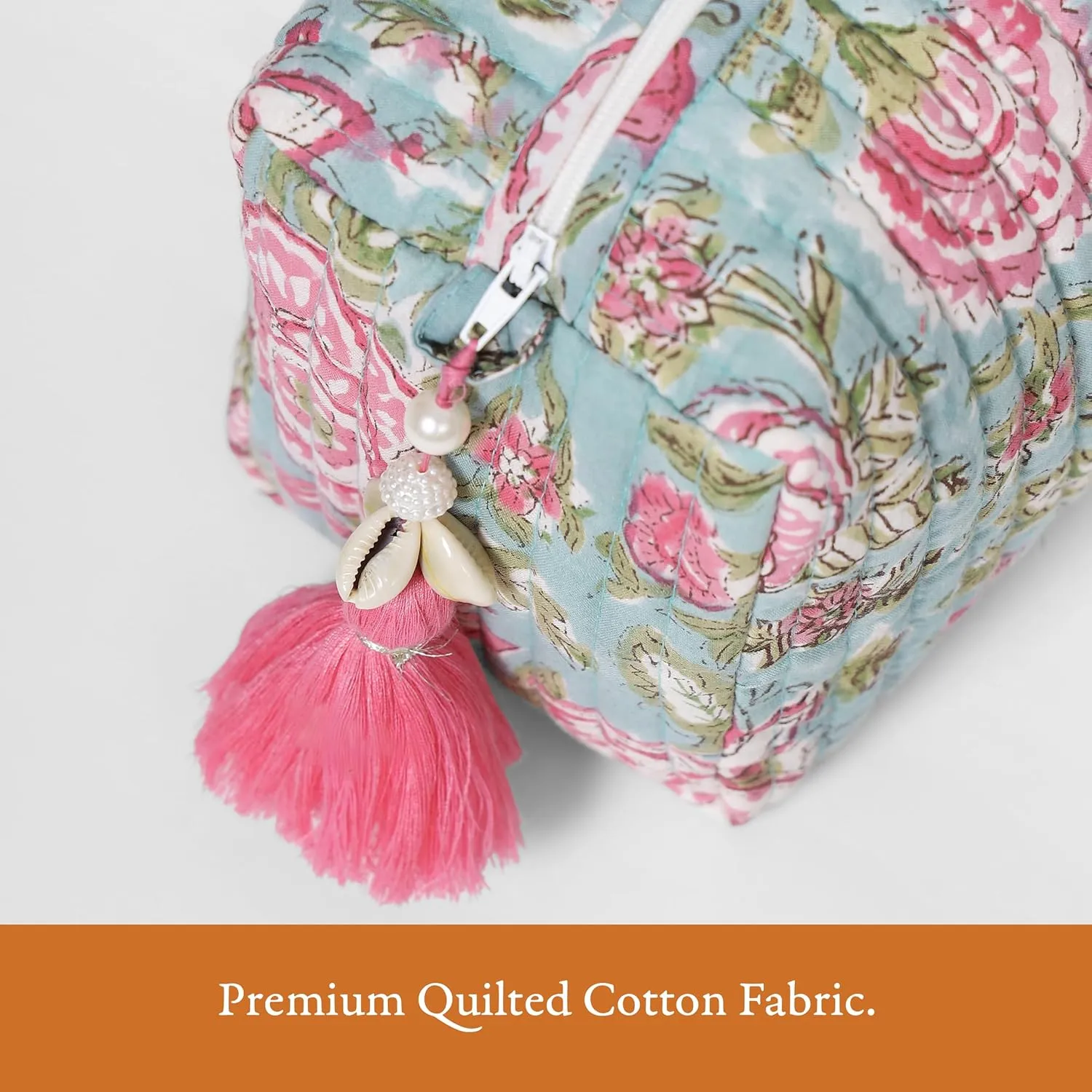 Quilted Floral Makeup Bag Set  Jacobean Dreams Pattern 3 Sizes, Waterproof Lining, Make Up Travel Cosmetic & Toiletry Bags For Traveling Women