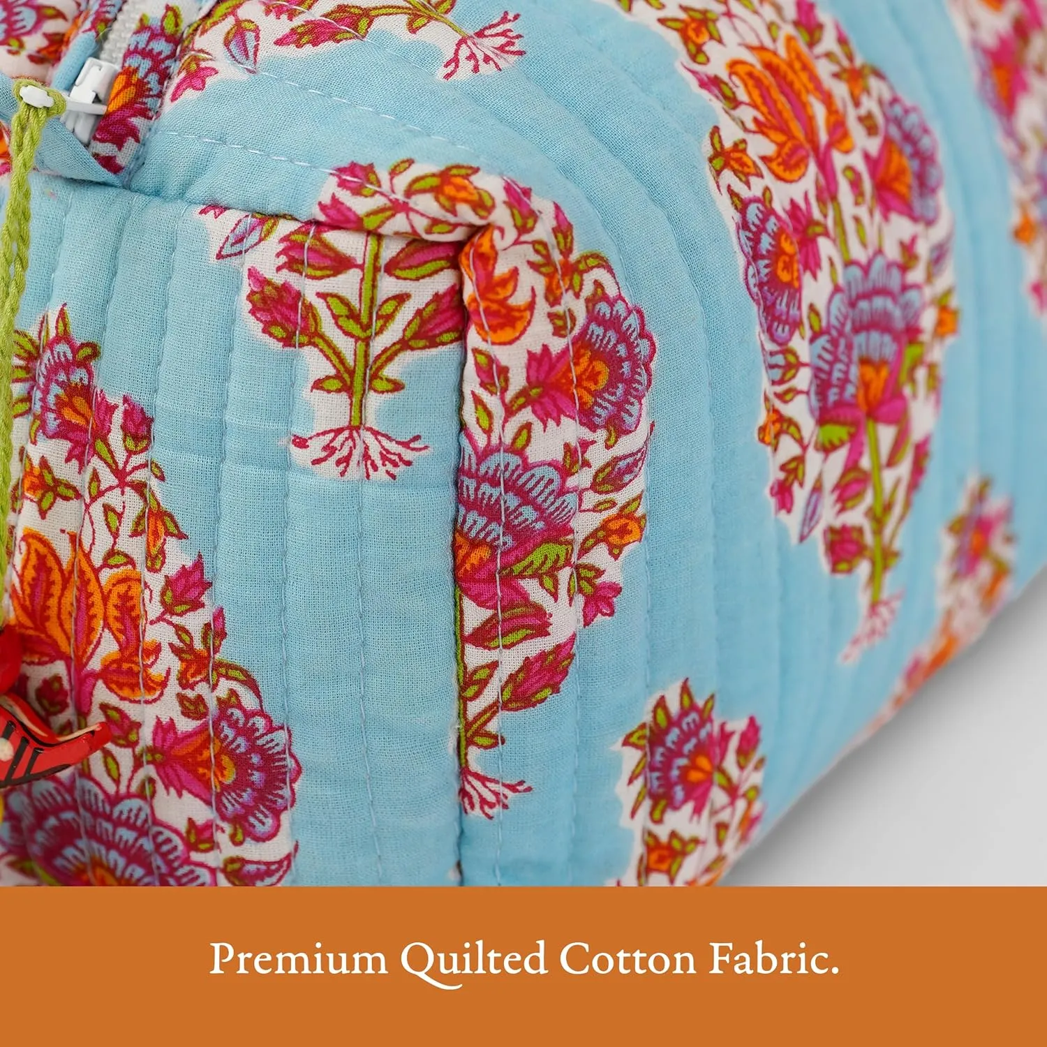 Quilted Floral Makeup Bag Set  Kashmir Pattern 3 Sizes, Waterproof Lining, Make Up Travel Cosmetic & Toiletry Bags For Traveling Women