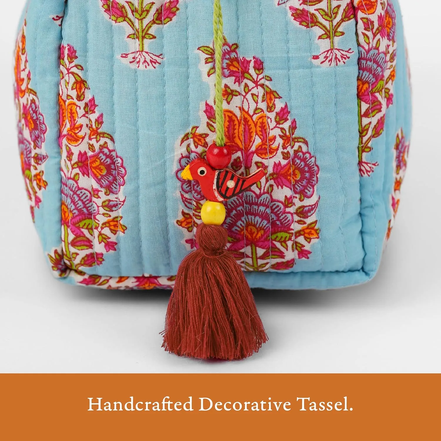 Quilted Floral Makeup Bag Set  Kashmir Pattern 3 Sizes, Waterproof Lining, Make Up Travel Cosmetic & Toiletry Bags For Traveling Women