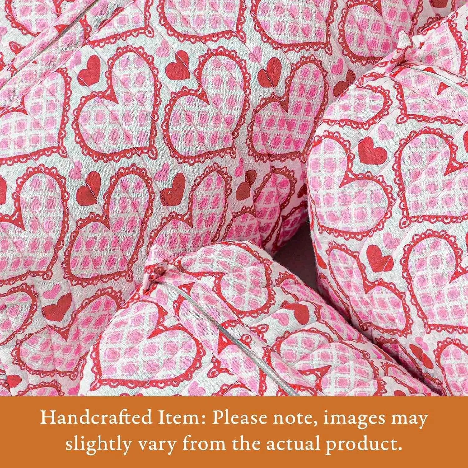 Quilted Floral Makeup Bag Set  Love Blooms Pattern 3 Sizes, Waterproof Lining, Make Up Travel Cosmetic & Toiletry Bags For Traveling Women