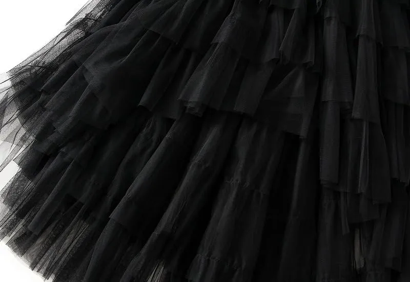 Rainbow Ombre Tulle Tutu Skirt, Layered Mesh Tulle Maxi Skirt, Yellow to Purple