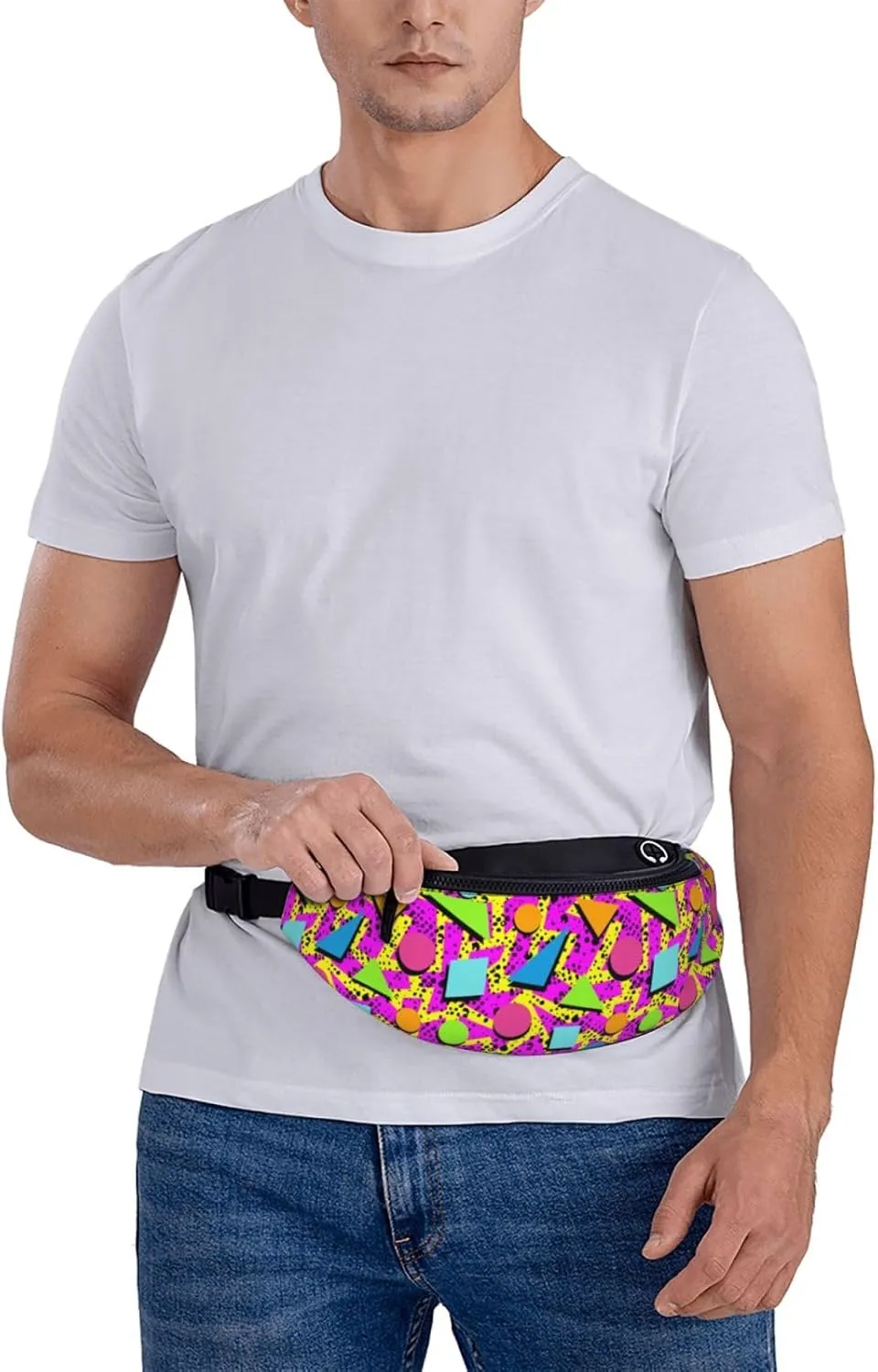 Retro 80s 90s Fanny Pack Waist Bag Adjustable Belt Bag For Men Women Traveling Hiking Cycling Running