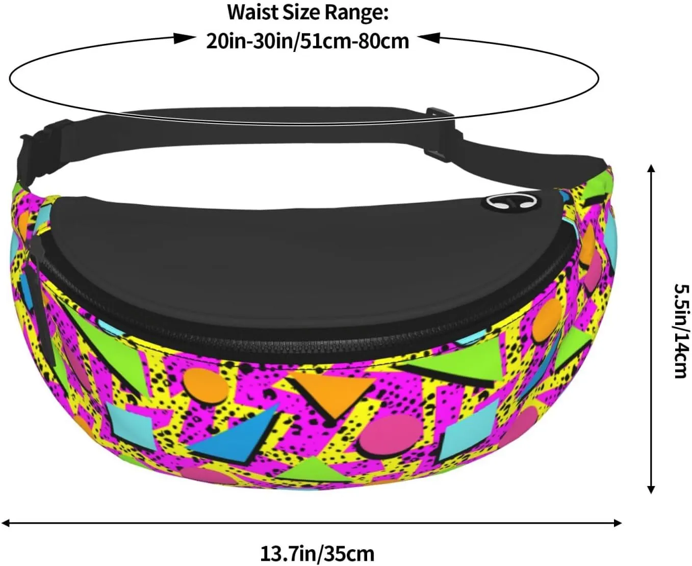 Retro 80s 90s Fanny Pack Waist Bag Adjustable Belt Bag For Men Women Traveling Hiking Cycling Running