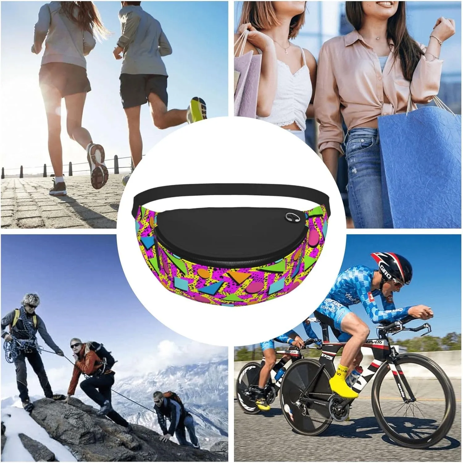 Retro 80s 90s Fanny Pack Waist Bag Adjustable Belt Bag For Men Women Traveling Hiking Cycling Running