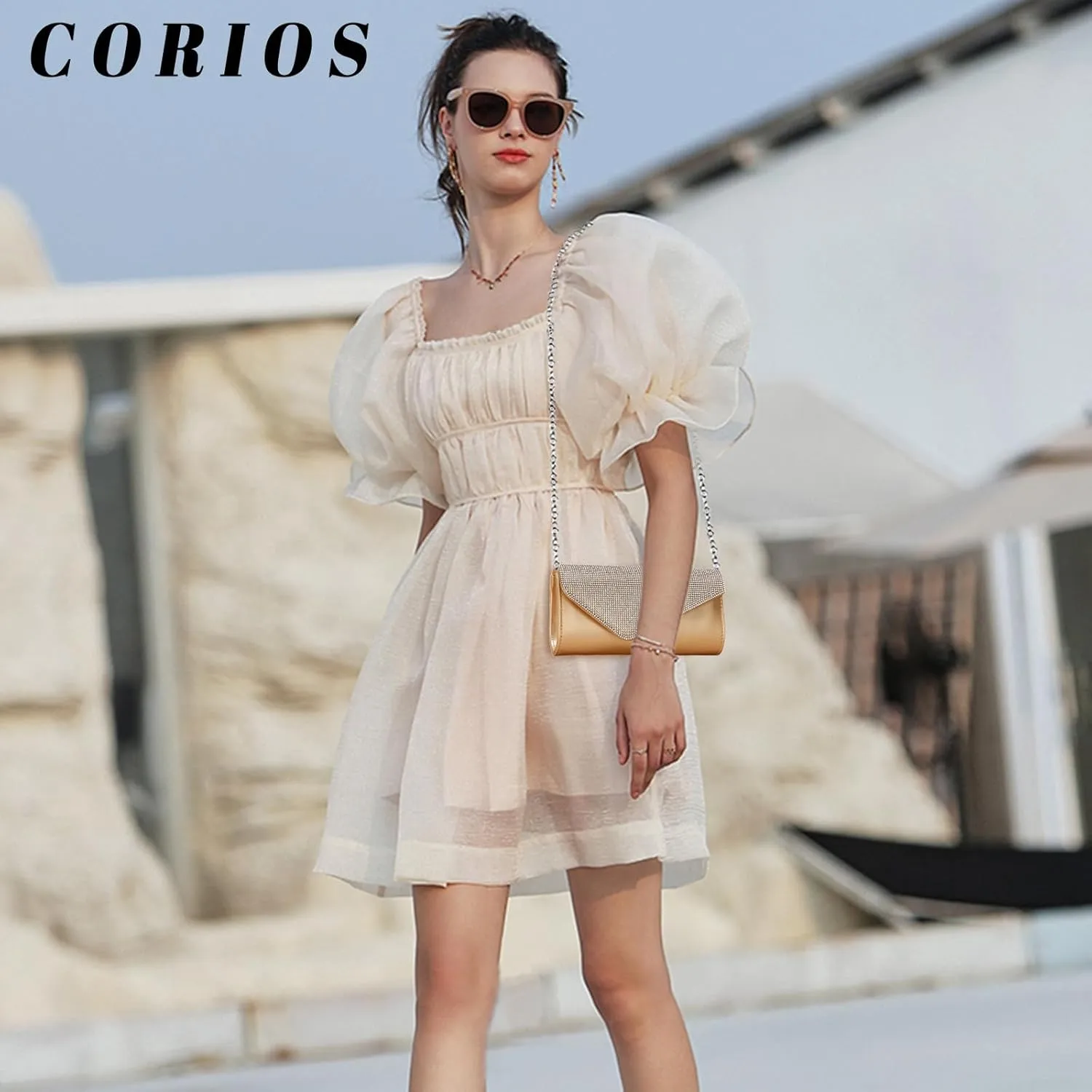Rhinestone Evening Bag for Women Envelope Clutch Bag Crystal Handbag Bridal Wedding Purse Elegant Shoulder Bag