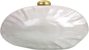 RomanticDesign Women Shell Shape Acrylic Clutch Shiny Marble Purse Wedding Prom Party Evening Handbag