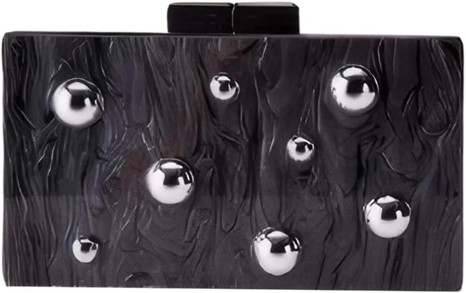RomanticDesign Women Unique Acrylic Clutch Purse Chain Shoulder Bag Prom Party Wedding Handbag with Embedded Beads
