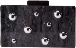 RomanticDesign Women Unique Acrylic Clutch Purse Chain Shoulder Bag Prom Party Wedding Handbag with Embedded Beads