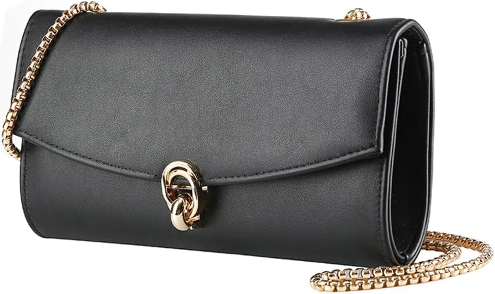 Rungion Womens Elegant Vegan Leather Clutch Purses Evening Envelope Handbag Small Crossbody Shoulder Bag for Wedding Party