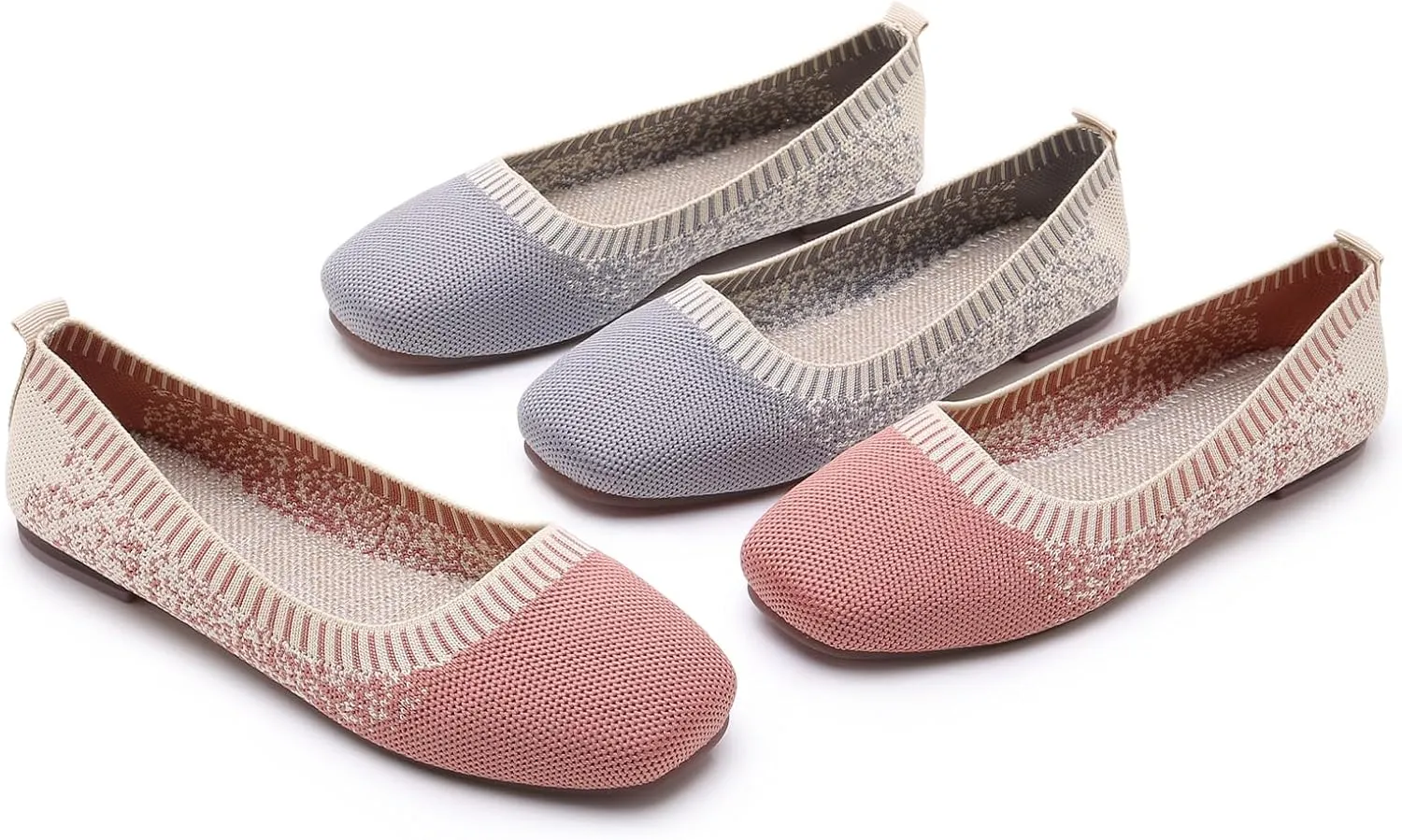 RVROVIC Women Flat Shoes Knitted Lightweight Slip-on Loafers Breathabel Soft Comfortable Ballet Flats