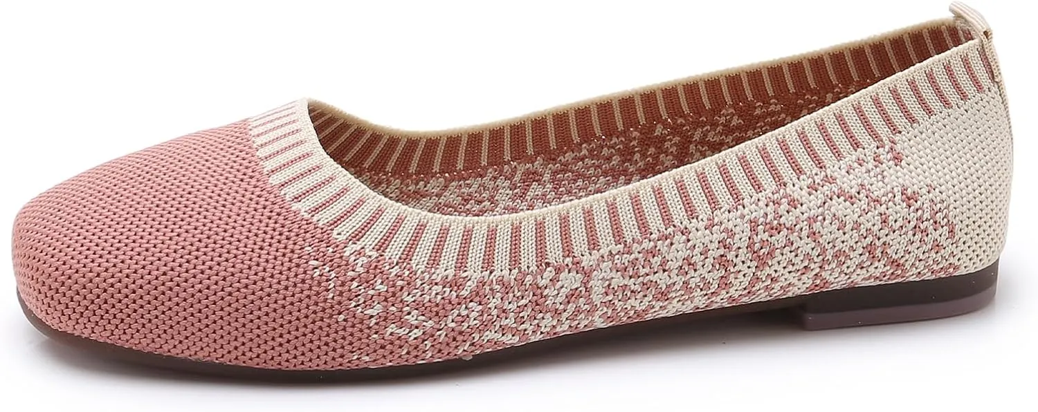 RVROVIC Women Flat Shoes Knitted Lightweight Slip-on Loafers Breathabel Soft Comfortable Ballet Flats