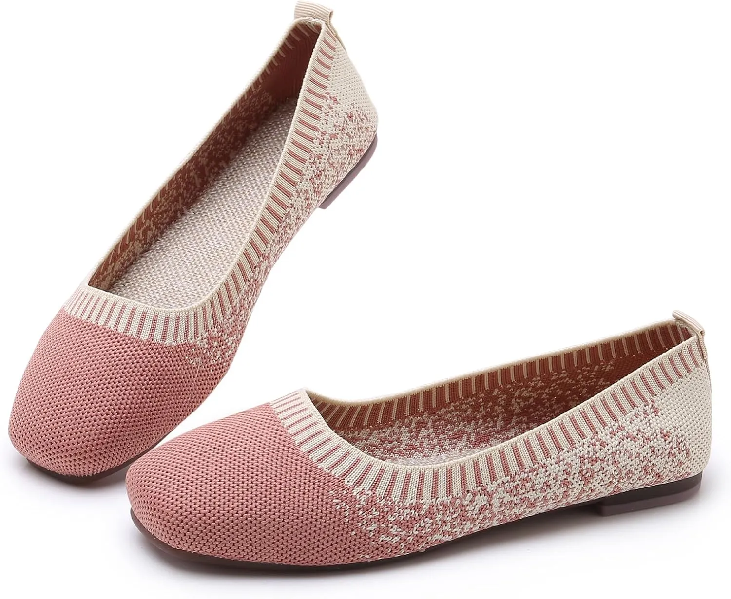 RVROVIC Women Flat Shoes Knitted Lightweight Slip-on Loafers Breathabel Soft Comfortable Ballet Flats