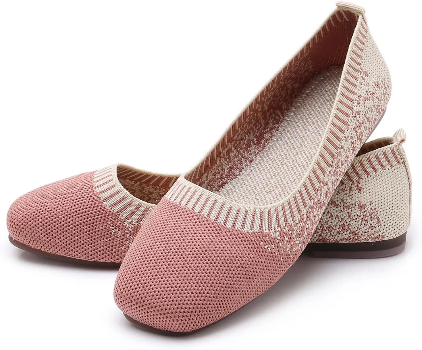 RVROVIC Women Flat Shoes Knitted Lightweight Slip-on Loafers Breathabel Soft Comfortable Ballet Flats