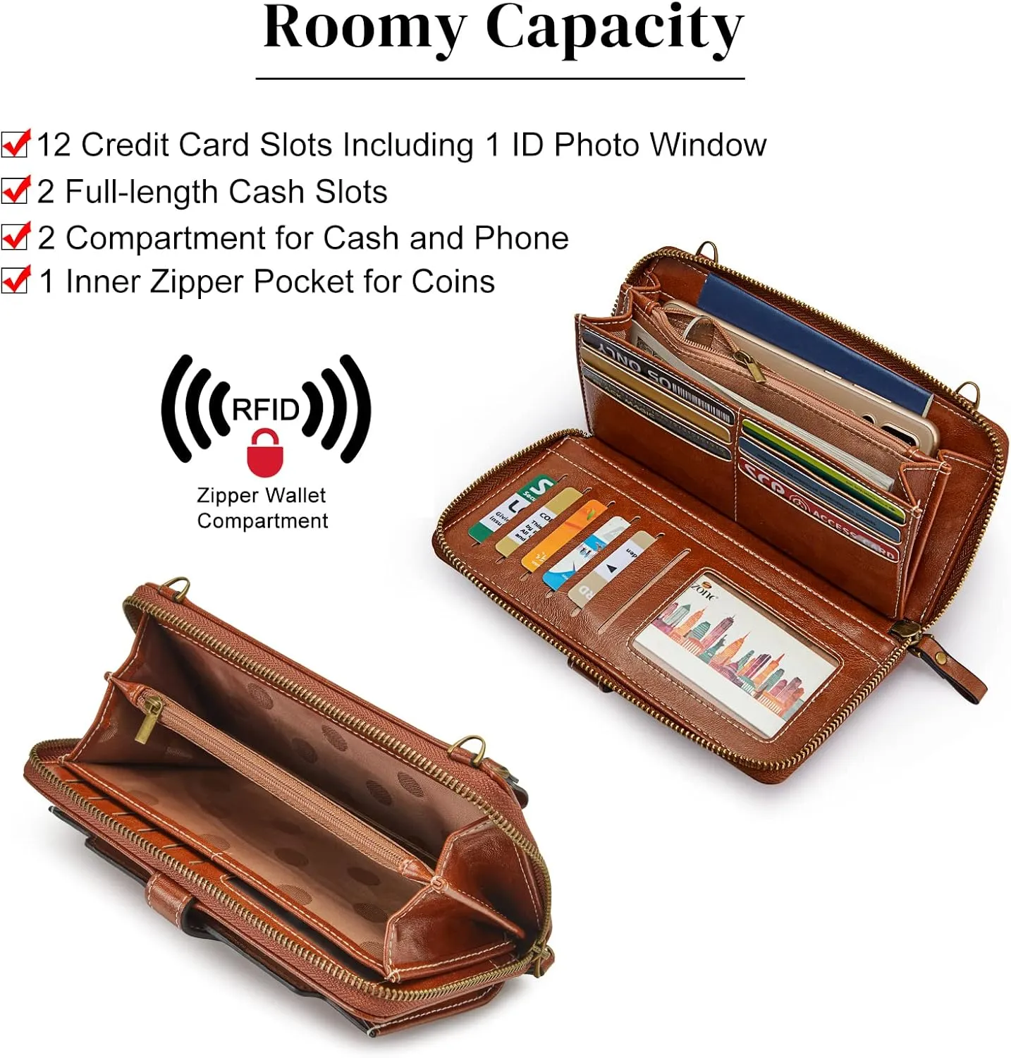 S-ZONE Vegan Leather Crossbody Bags for Women Small Cell Phone Purse RFID Blocking Clutch Purses with 2 Straps