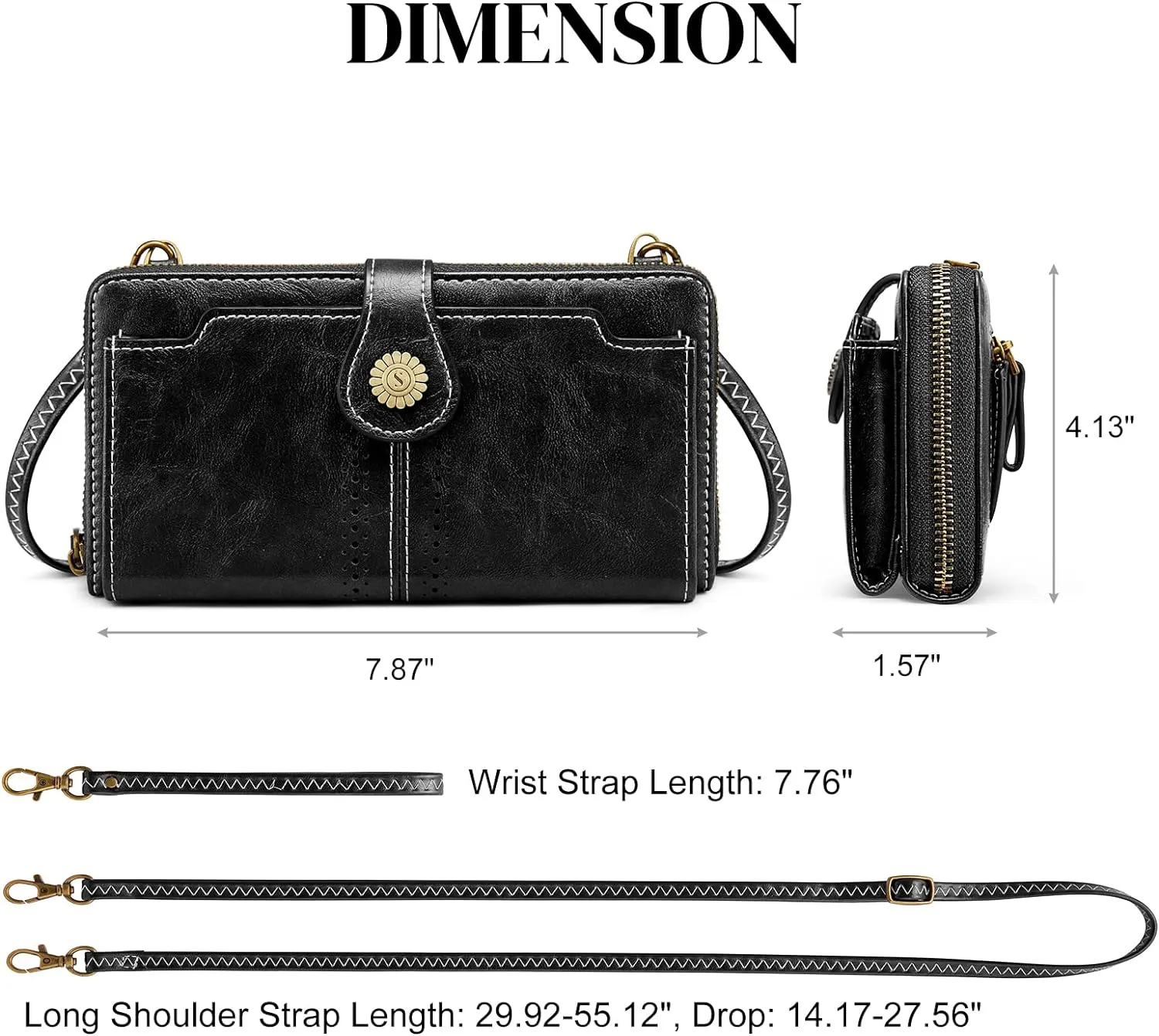 S-ZONE Vegan Leather Crossbody Bags for Women Small Cell Phone Purse RFID Blocking Clutch Purses with 2 Straps