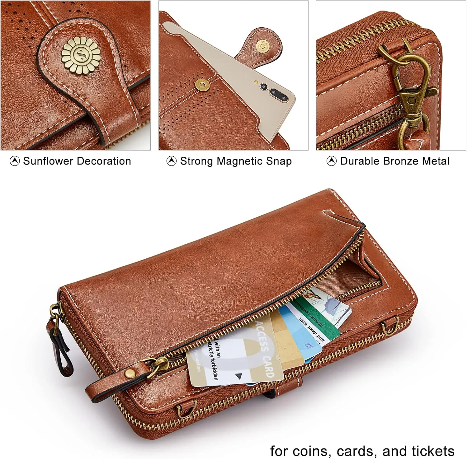 S-ZONE Vegan Leather Crossbody Bags for Women Small Cell Phone Purse RFID Blocking Clutch Purses with 2 Straps