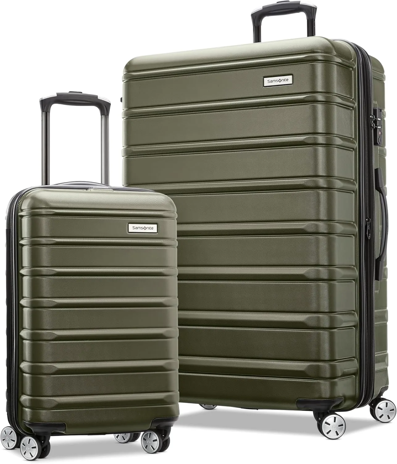 Samsonite Omni 2 Hardside Expandable Luggage with Spinner Wheels, 2PC SET (CO/L), Olive