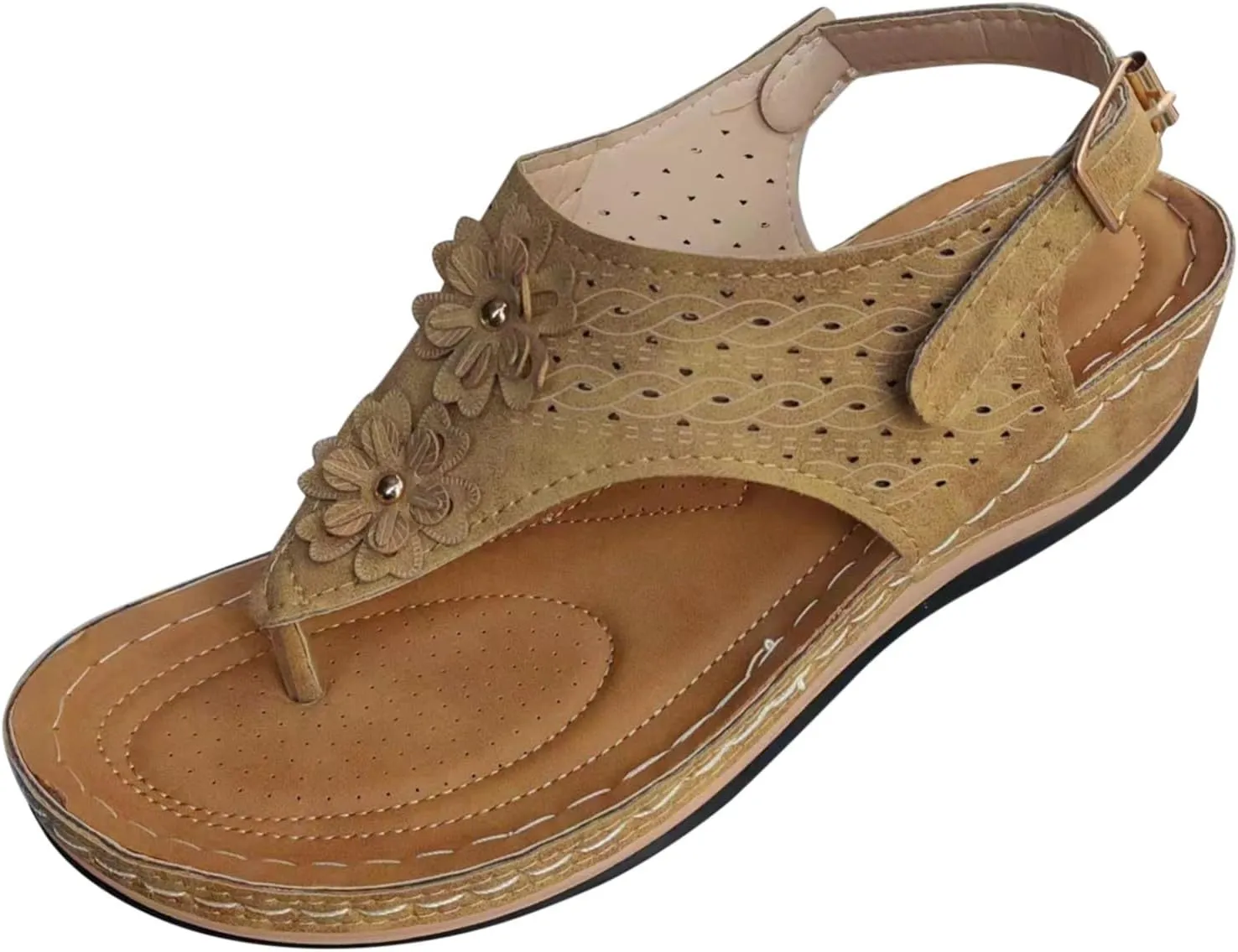 Sandals For Women Comfort Walking Width Casual Summer Slide Shoes Beach Flat Slip On Sandles Womens Orthopedic Shoes