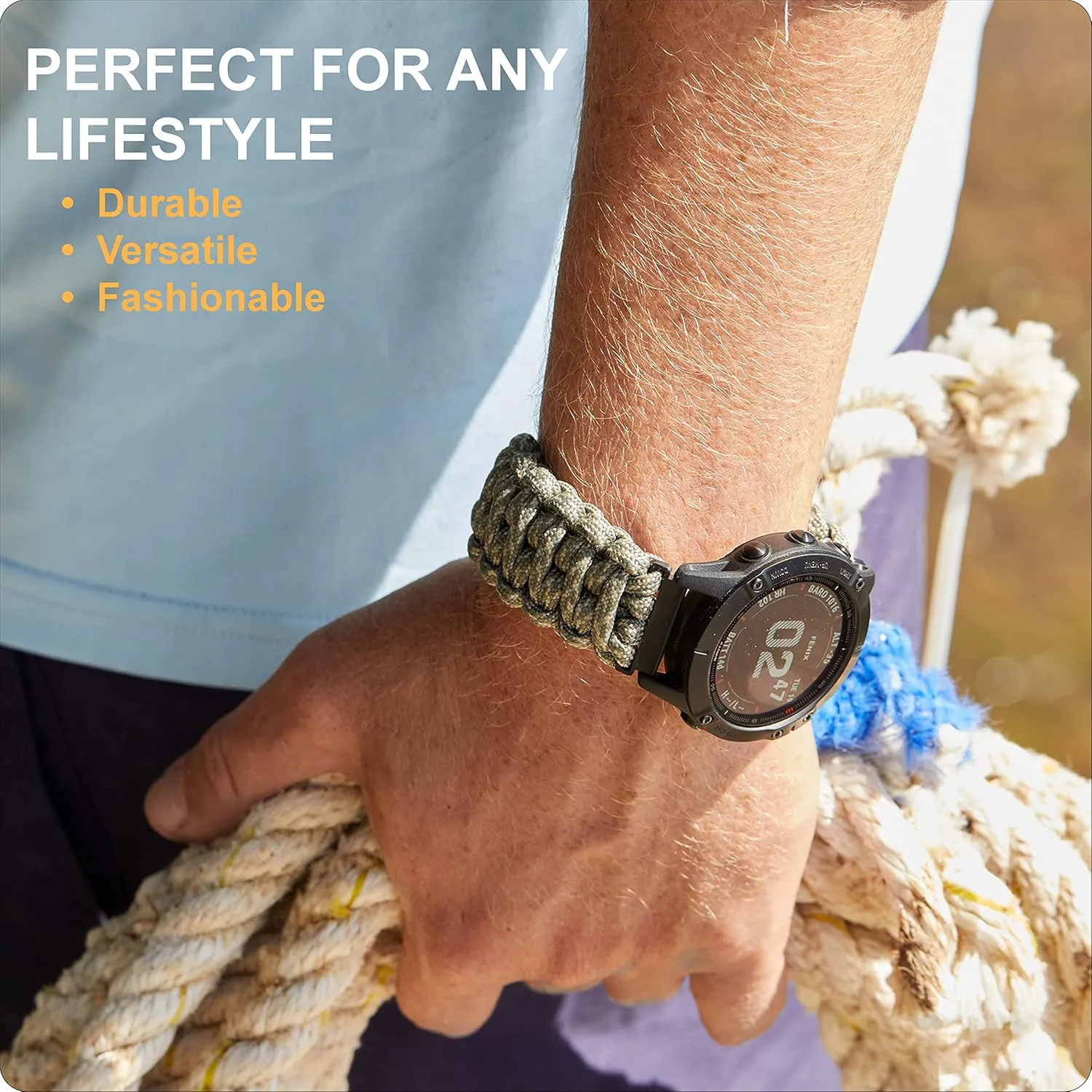 Savior Survival Gear Paracord 20mm/22mm Watch Band with Quick Release - Men & Women - Strap Compatible with Various Smart Watches, including Galaxy (some), S3 Classic, and Fenix 5
