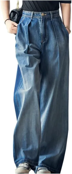 SCOFEEL Women's Wide Leg Jeans High Waist Baggy Straight Denim Pants Trousers Sweatpants