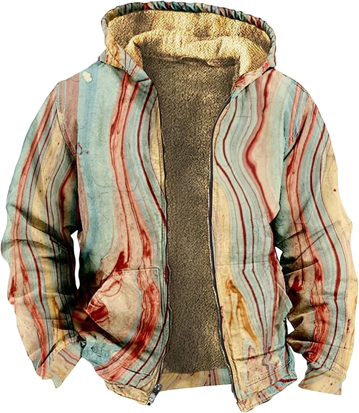 Sherpa Hoodie Men Winter Coat Plus Size Fleece Lined Jacket Hoodie Full Zip Thicken Warm Sweatshirt Outwear