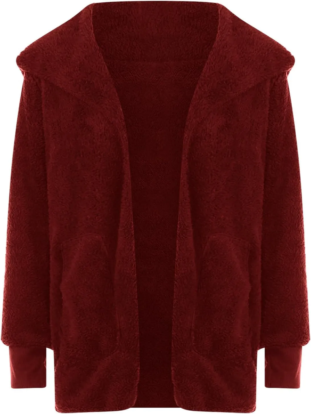 Sherpa Jacket Women Oversized Hooded Fuzzy Fleece Jackets with Pocket Warm Cozy Hoodie Cardigan Coat Plus Size