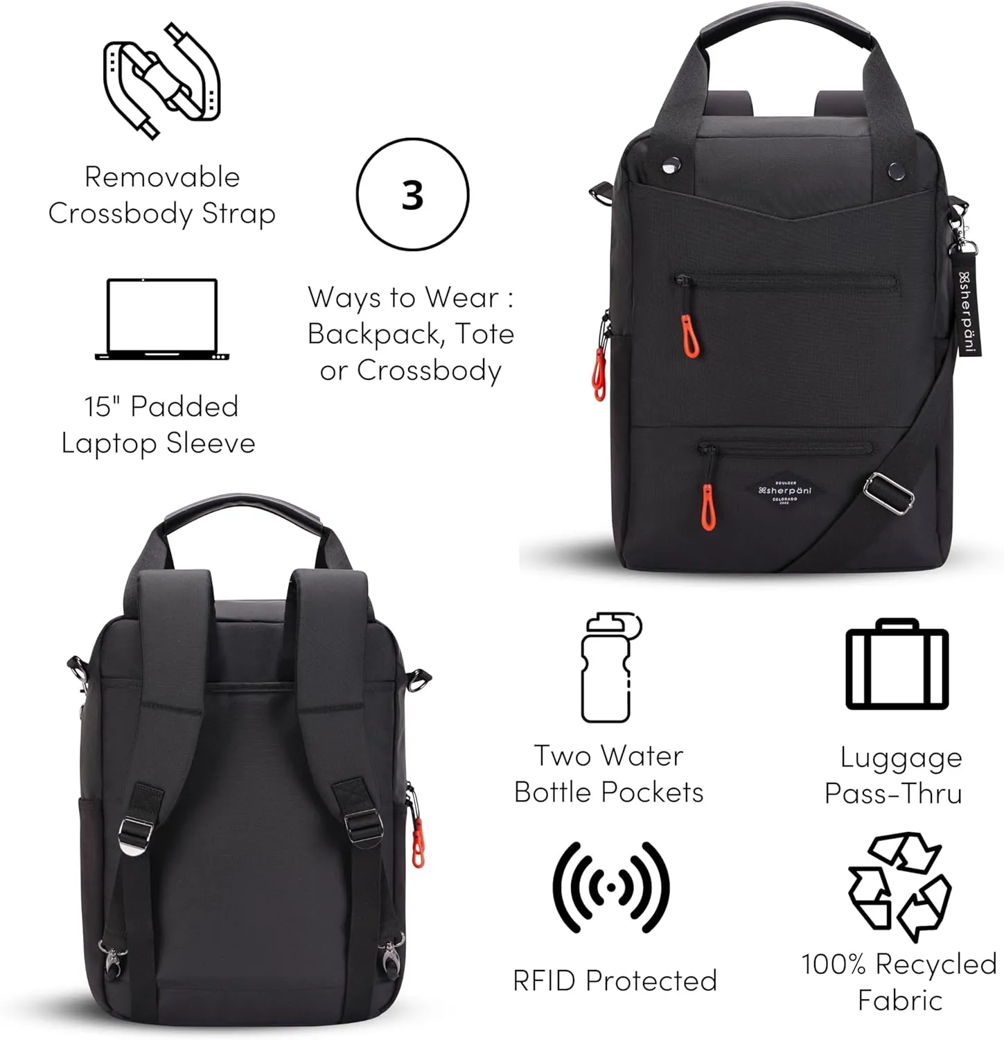 Sherpani Carry-On Bundle, Meridian 22 Inch Hardside Luggage & Camden Convertible Backpack