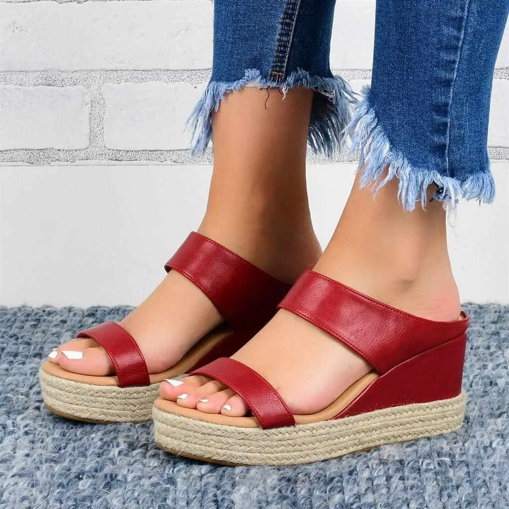 Shoes for Women Sandals, Womens Sandals Wedge Sandals Leather Slip on Platform Sandal Comfortable Flats Shoes