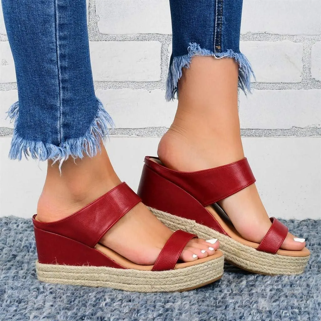 Shoes for Women Sandals, Womens Sandals Wedge Sandals Leather Slip on Platform Sandal Comfortable Flats Shoes