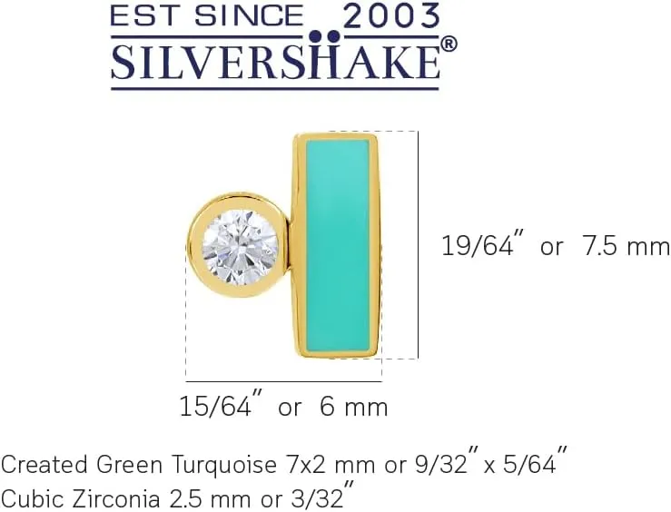 Silvershake Stone Inlay White Gold Plated or Yellow Gold Plated 925 Sterling Silver Geometric Casual Stud Post Earrings Jewelry for Women