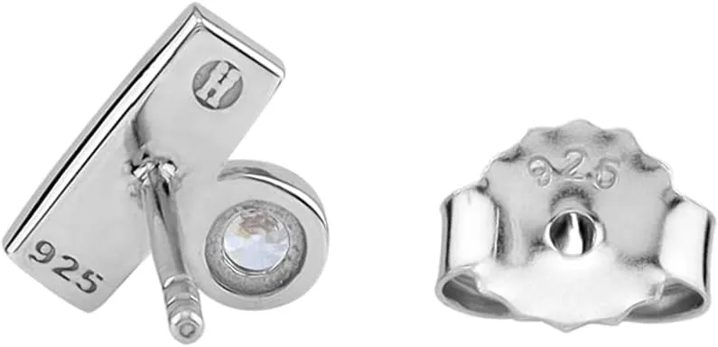 Silvershake Stone Inlay White Gold Plated or Yellow Gold Plated 925 Sterling Silver Geometric Casual Stud Post Earrings Jewelry for Women