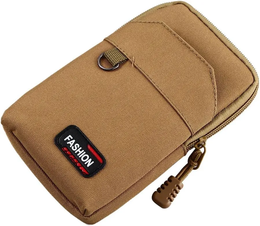 Single/Double Layer EDC Molle Bag Waist Bags, Outdoor Waist Fanny Pack Bag Phone Pouch Waist Bags(Single Khaki)